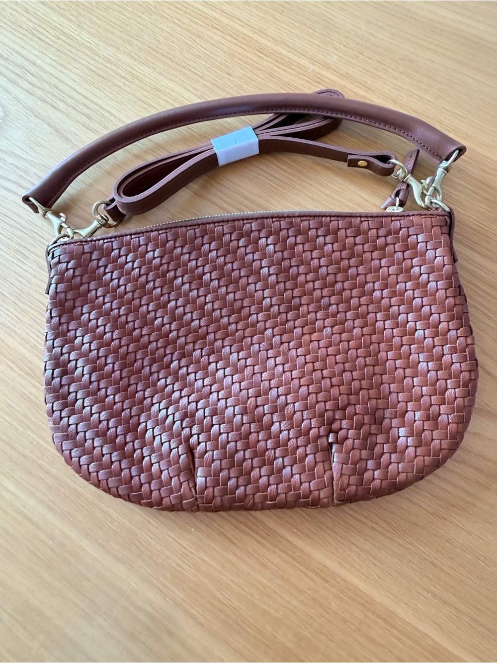 Clare V Petit Moyen NWT Hazelnut Woven Zig-Zag - Picture 2 of 12